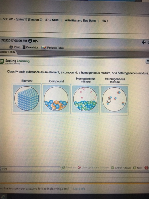 Solved: Classify Each Substance As An Element, A Compound,... | Chegg.com