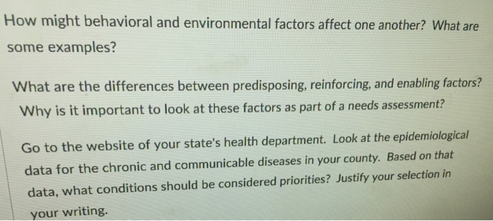 Environmental Factors As Important As >> Solved How Might Behavioral And Environmental Factors Aff Environmental Factors As Important As >> Solved How Might Behavioral And Environmental Factors Aff