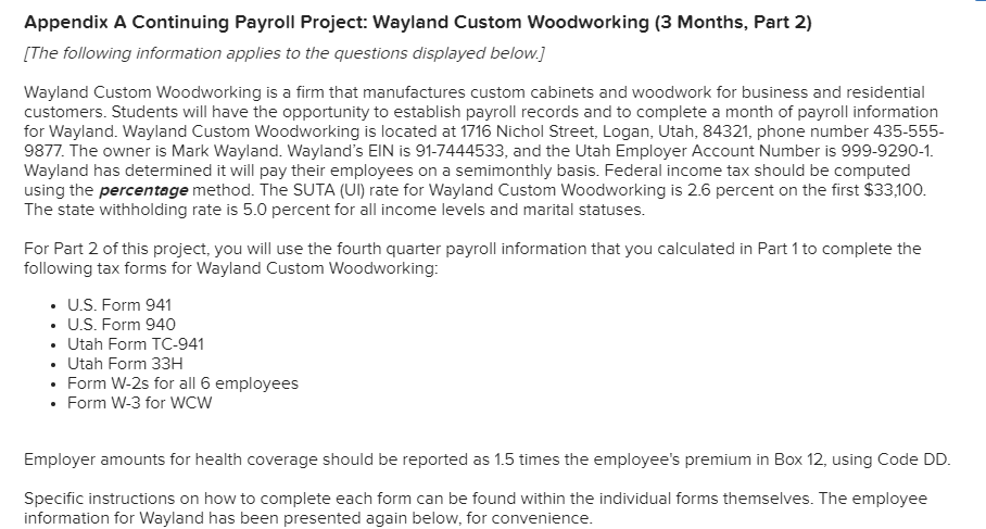 Appendix A Continuing Payroll Project Wayland Cus 