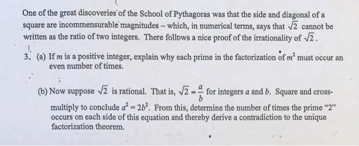 Solved One Of The Great Discoveries Of The School Of Pyth Chegg Com