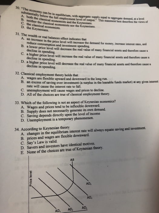 Solved 30. "The Economy Can Belon Bh In Equilibrium, With