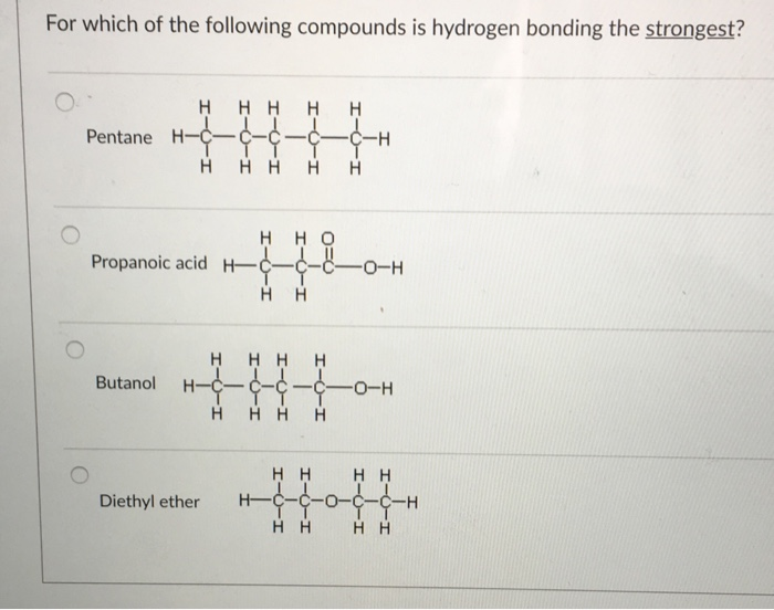 Solved For Which Of The Following Compounds Is Hydrogen B Chegg Com
