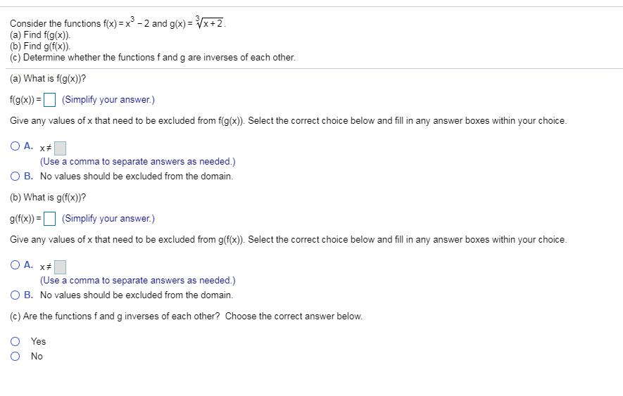 Solved Consider The Functions F X X3 2 And G X 2 A Chegg Com