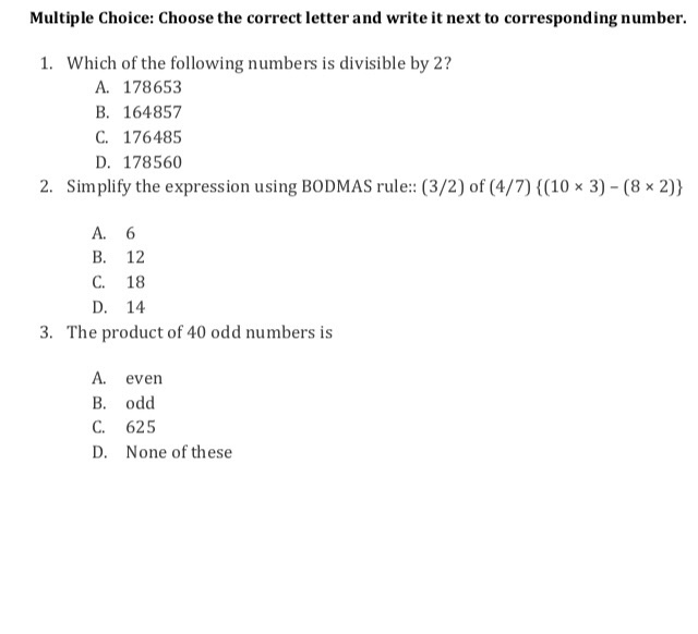 Multiple Choice Choose The Correct Letter And Write Chegg 