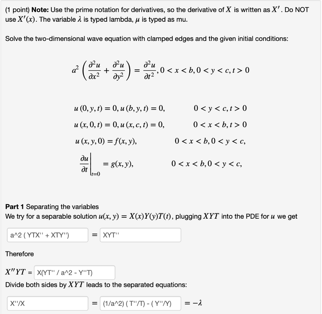 Solved 1 Point Note Use The Prime Notation For Derivat Chegg Com