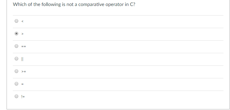 Solved Which Of The Following Is Not A Comparative Operator Chegg Com