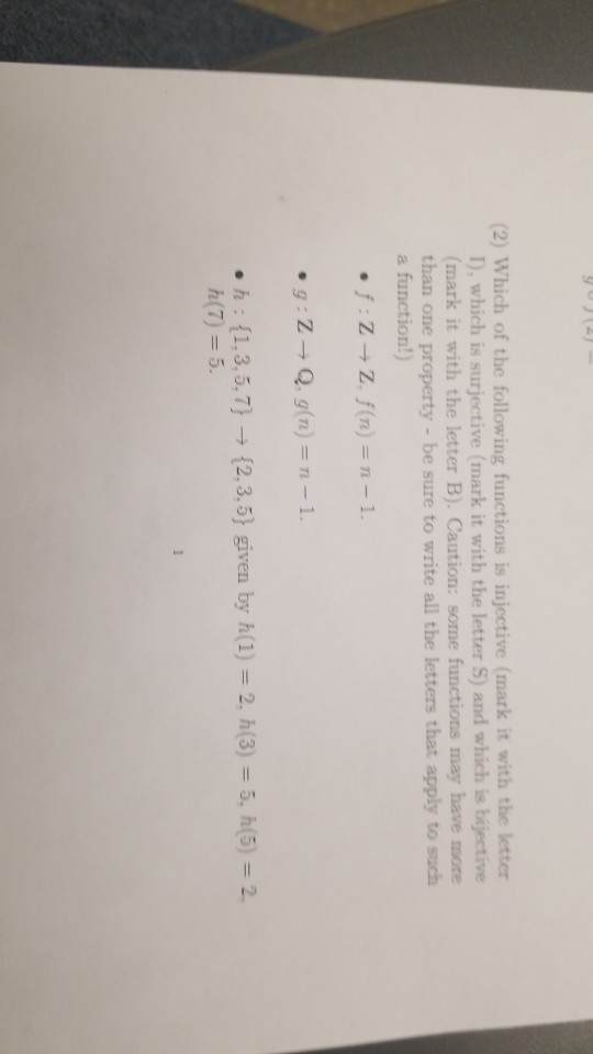 The ... Is Following Solved: (2) Functions Which Of Injective