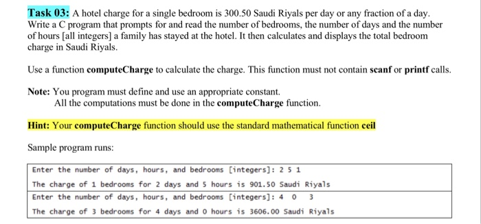 Solved C Language Using Functions Without And With Input