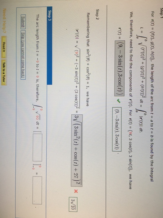 Solved For R T F T G T H T The Length Of The Arc Chegg Com