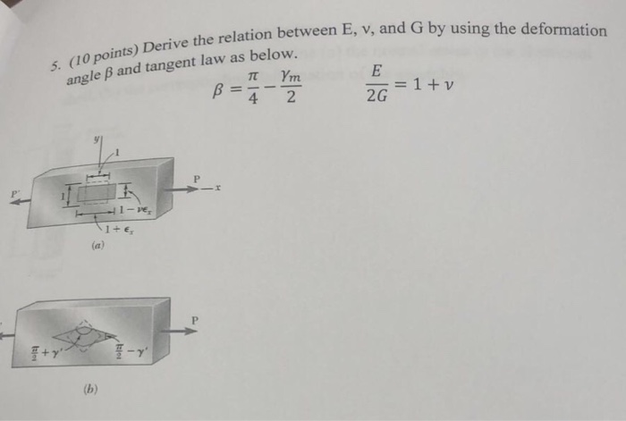 Solved 0 Points Derive The Relation Between E V And G Chegg Com