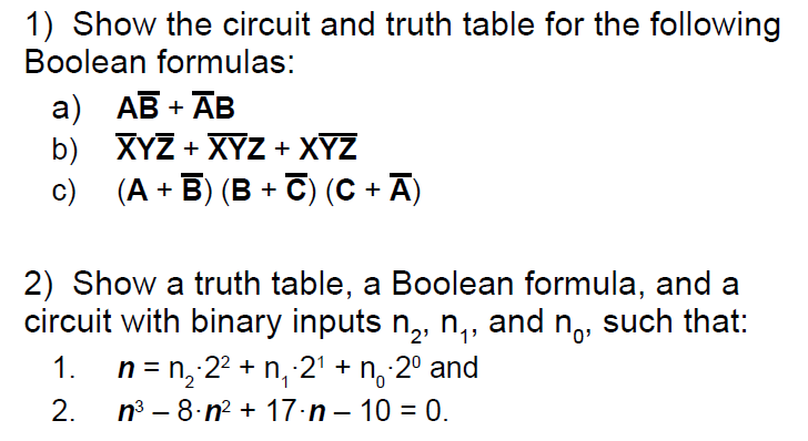 1 Show Circuit Truth Table Following Boolean Formulas B C Xyz Xyz Xyz B C 2 Show Truth Tab Q Answer Streak