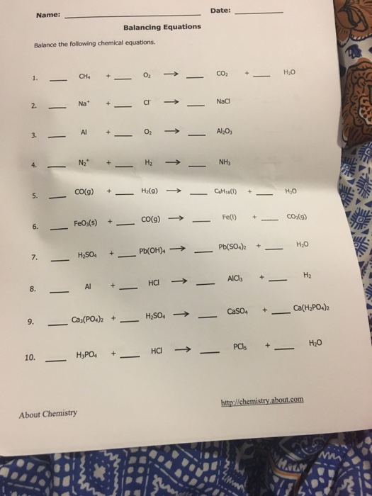 Balancing Equations Practice Answers Part C Tessshebaylo