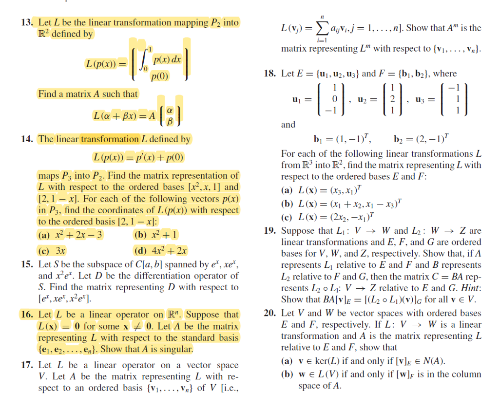 Solved 13 Let L Be The Linear Transformation Mapping P2 Chegg Com