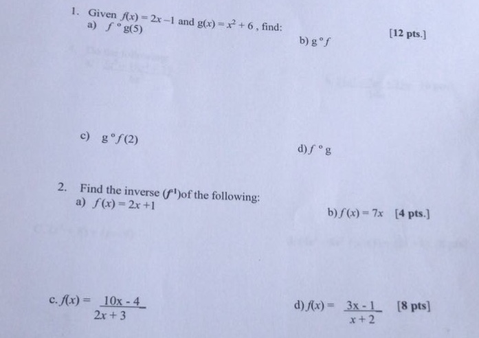 Solved Given F X 2 1 And G X X2 6 Find A F G 5 Chegg Com