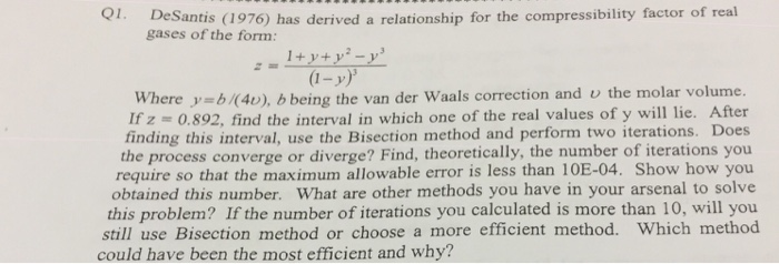 Compressibility factor for real gases