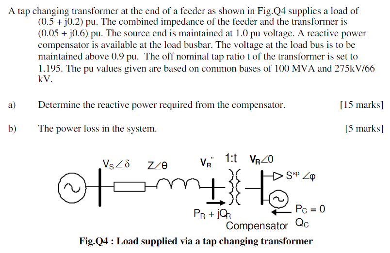 Solved A Tap Changing Transformer At The End Of A Feeder