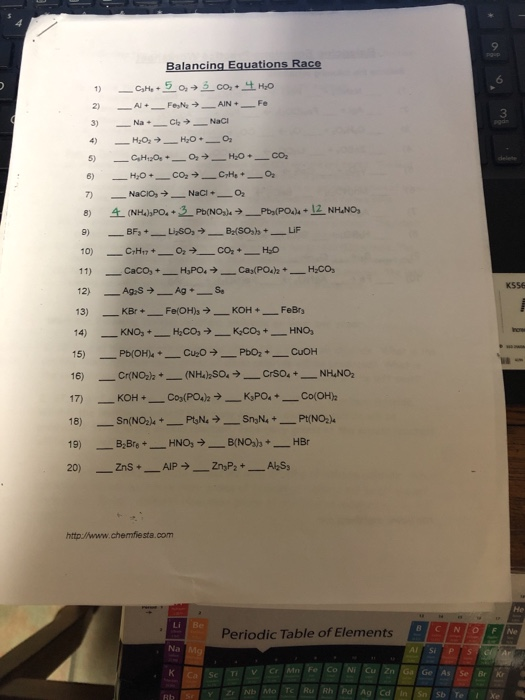 Solved 9 Balancing Equations Race 6 3 KSS6 13) 16)_ | Chegg.com