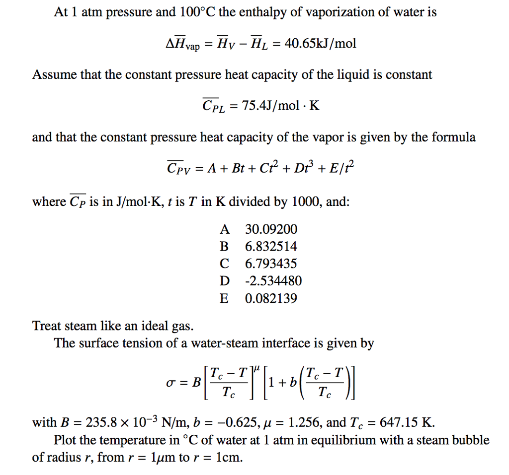 At 1 Atm Pressure And 100 C The Enthalpy Of Vapori Chegg Com