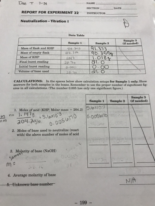 Name Section Date Report For Experiment 22 Instructor Chegg 