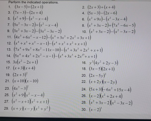 Solved Perform The Indicated Operations 1 3x 52x 1