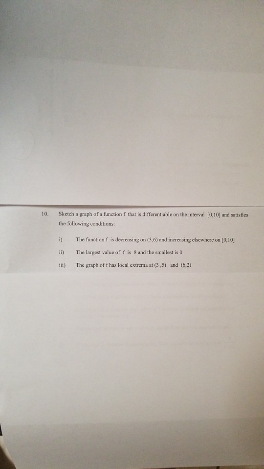 Solved 10 Sketch A Graph Of A Function F That Is Differe