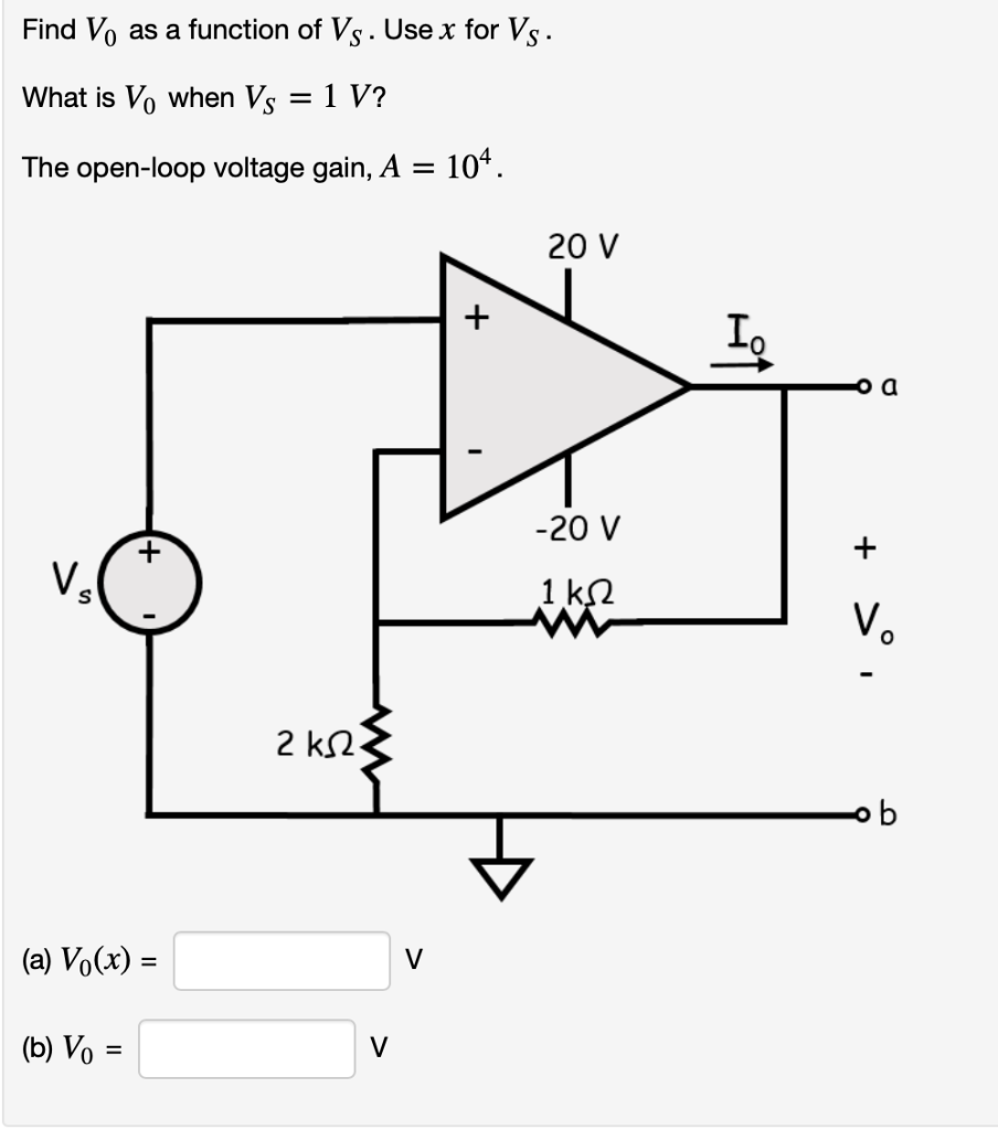 Solved Find Vo As A Function Of Vs Use X For V 1 V W Chegg Com