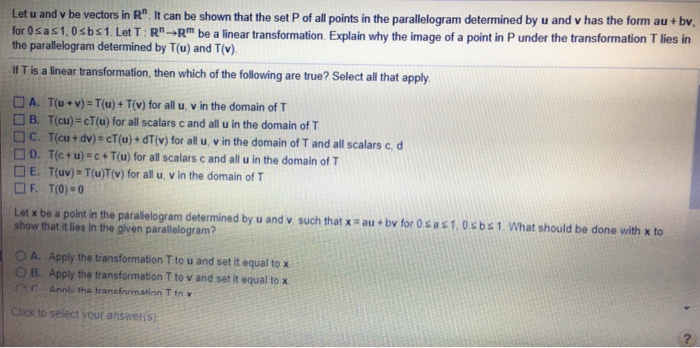 Solved Let U And V Be Vectors In R It Can Be Shown That Chegg Com