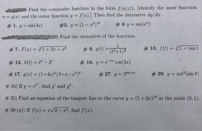 Solved Find The Composite Function In The Form F G X Chegg Com
