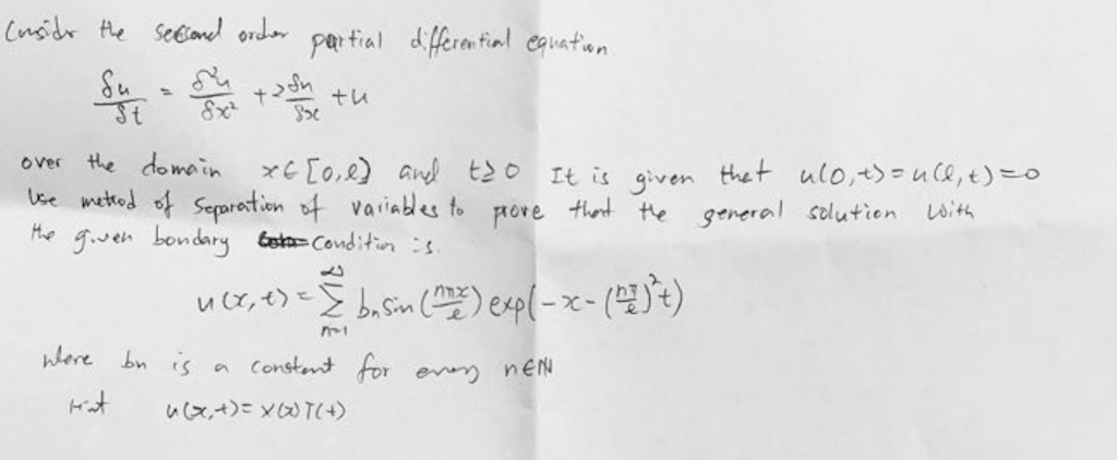 Solved Consider The Second Order Partial Differential Equ Chegg Com