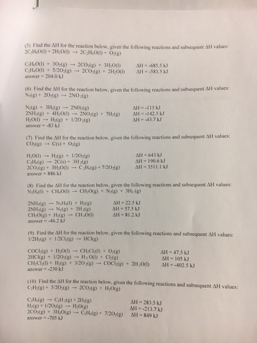 Solved Name Hess's Law worksheet Date period Mr. Hess (1) | Chegg.com
