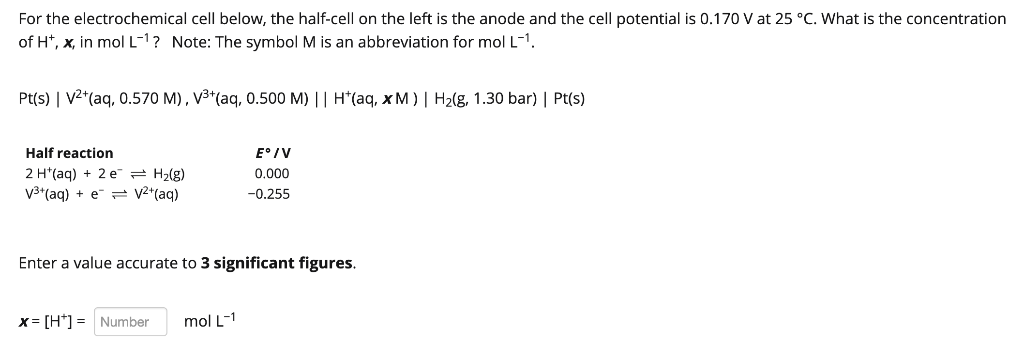 For The Electrochemical Cell Below The Half Cell On Chegg Com