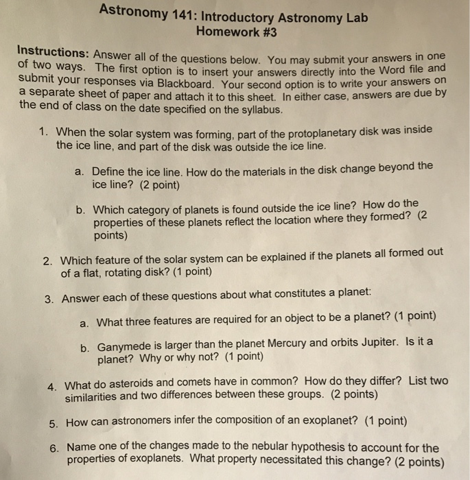 answers to astronomy homework