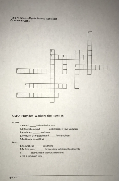 Topic 4 Workers Rights Practice Worksheet Crossword Chegg 