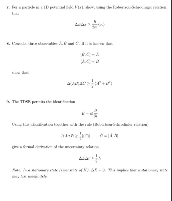 Solved 7 For A Particle In A 1d Potential Field V X Sh Chegg Com