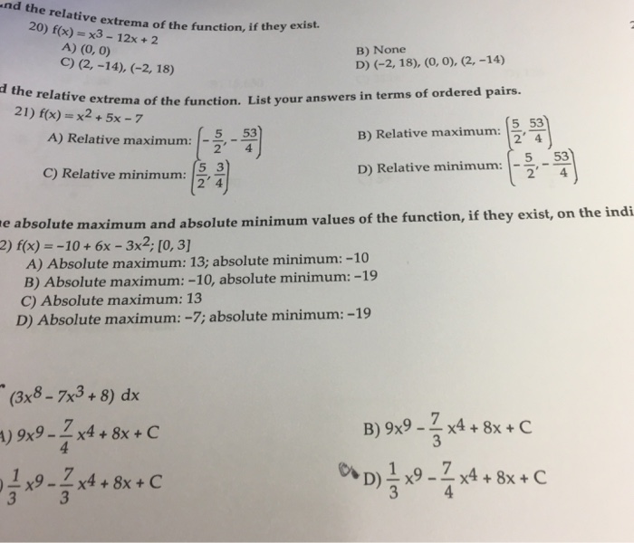 Find The Relative Extrema Of The Function If They Chegg Com