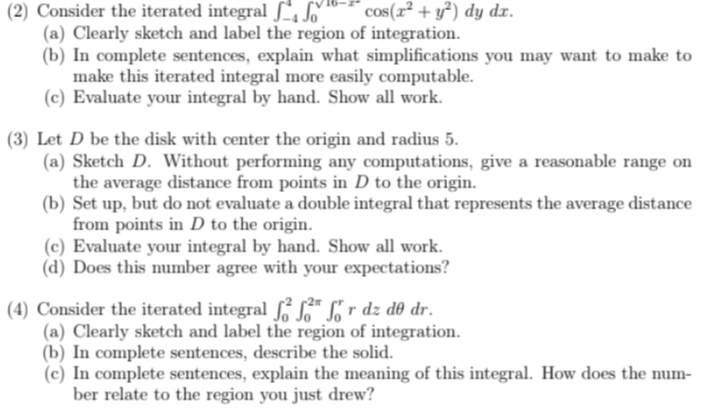 Solved 2 Consider The Iterated Integral 4osy Dy Dz A