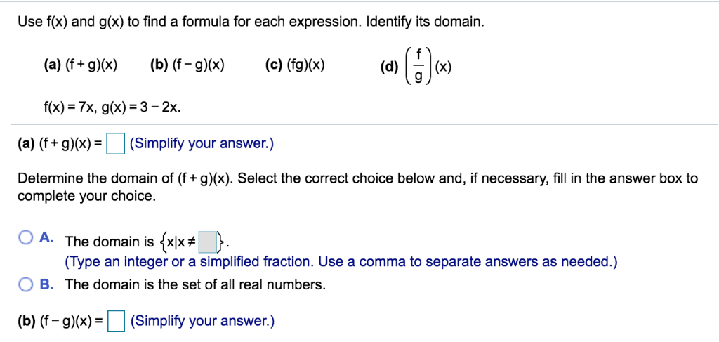 Solved Use F X And G X To Find A Formula For Each Expre
