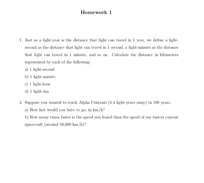 favorit fårehyrde Integrere Solved Homework 1 1. Just as a light-year is the distance | Chegg.com