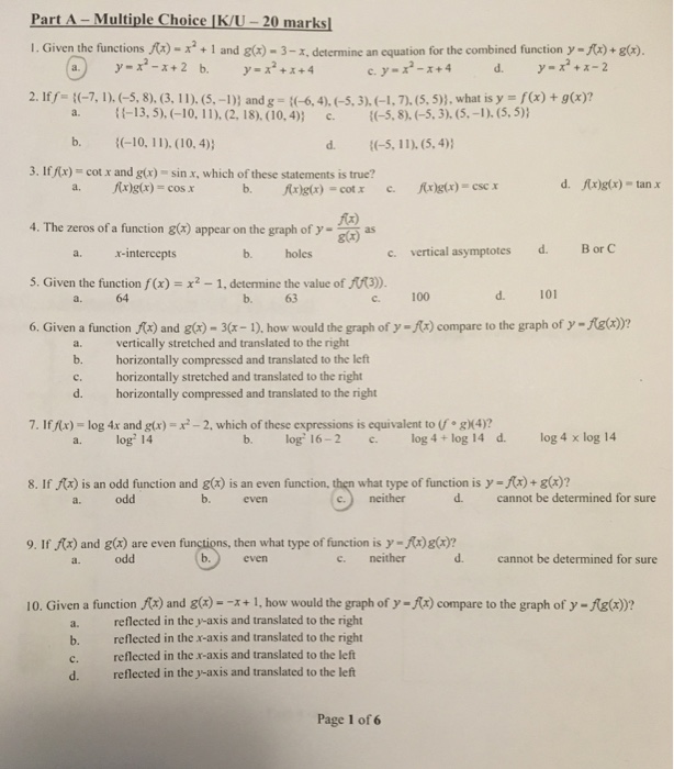 Solved Part A Multiple Choice Ik U Marks L Given Th Chegg Com