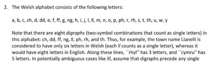 Solved 2 The Welsh Alphabet Consists Of The Following Le Chegg Com
