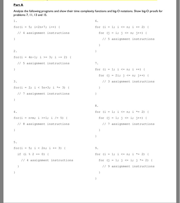 Part A Analyze The Following Programs And Show Their Chegg Com