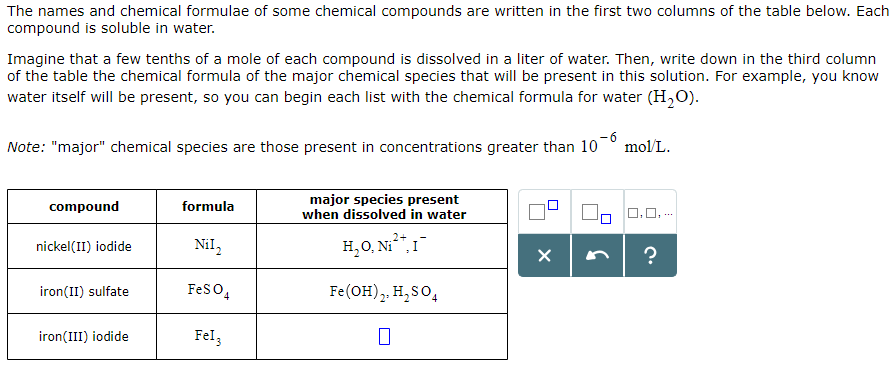 Solved The Names And Chemical Formulae Of Some Chemical | Chegg.com