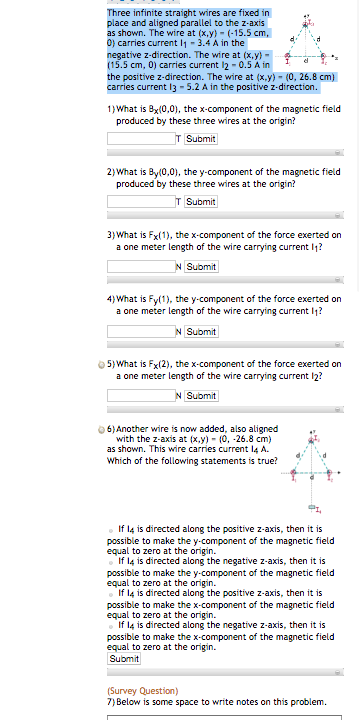 Solved Three Infinite Straight Wires Are Fixed In Place A Chegg Com