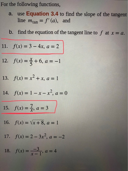 Solved For The Following Functions A Use Equation 3 4 T Chegg Com