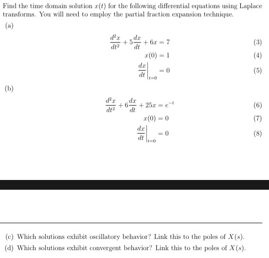 Solved Find The Time Domain Solution T For The Following Chegg Com