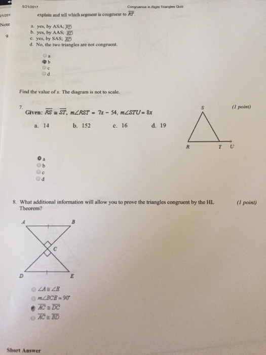 Sss, SAS, ASA, Aas Quiz - ProProfs Quiz