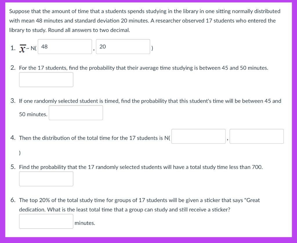 Solved Suppose that the amount of time that a students | Chegg.com