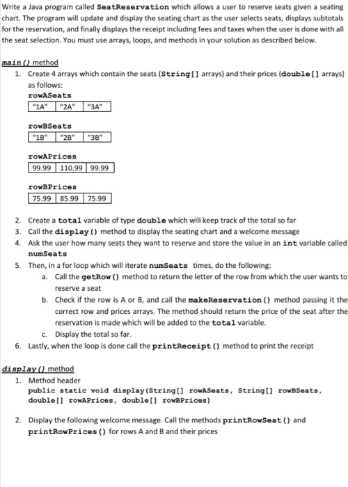 Seating chart program java