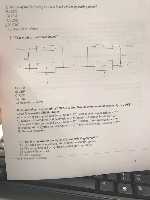 Solved 1) Which of the following is not a block cipher | Chegg.com