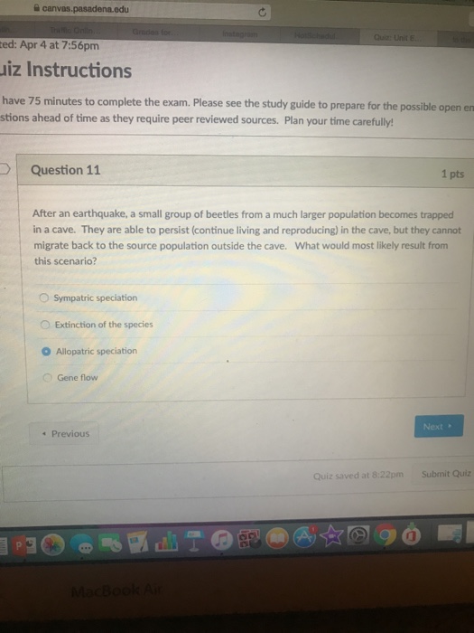 Solved Canvas.pasadena.edu Quiz UnitE Ed Apr 4 At 756p...